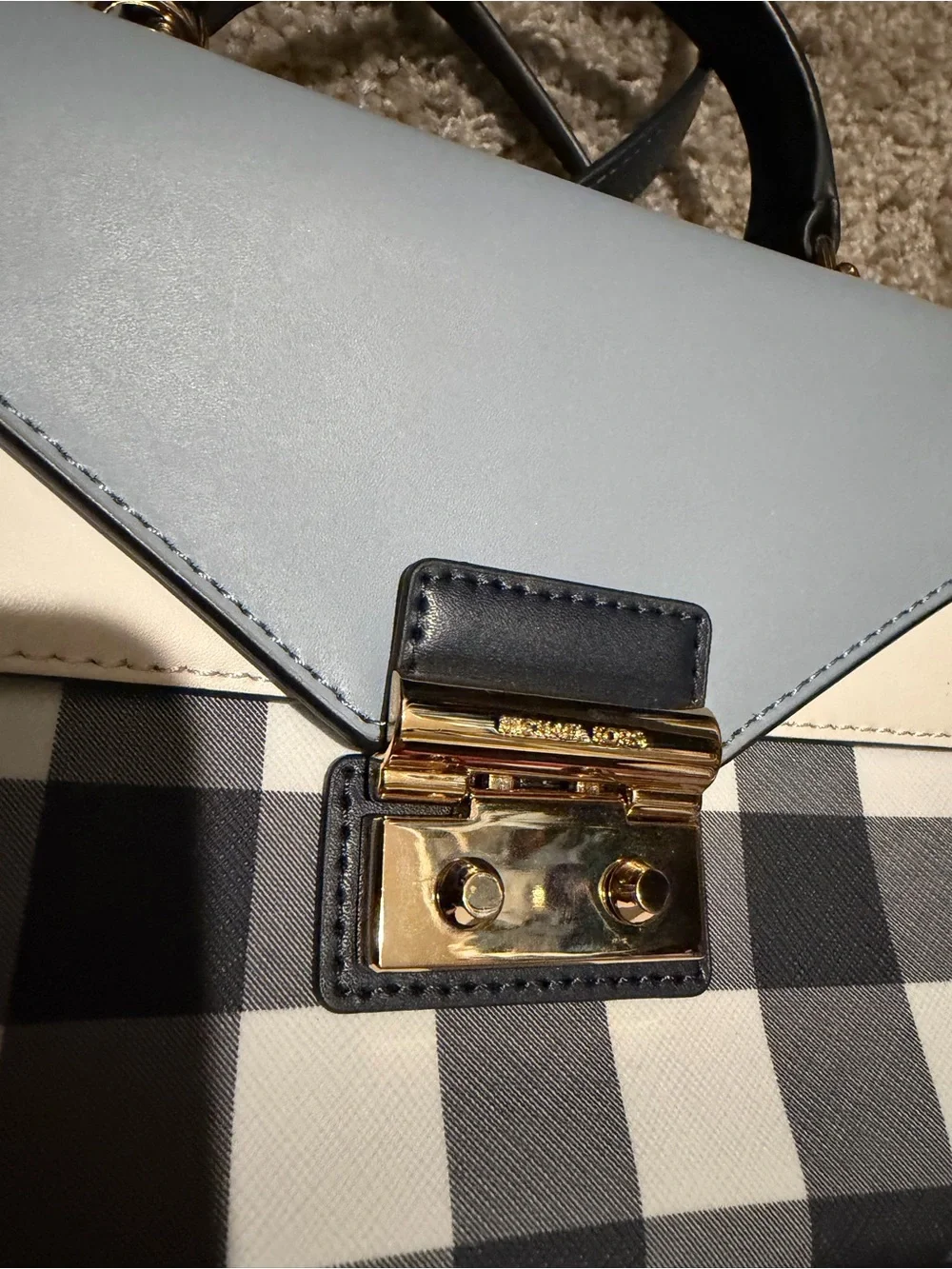 Michael Kors 🔥 Plaid Top-Handle Bag in Light Blue and Black